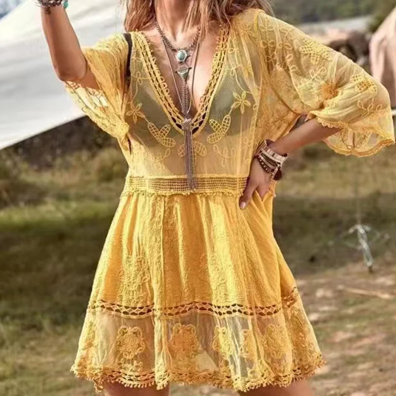 Hermoso vestido de playa para estas vacaciones 2024