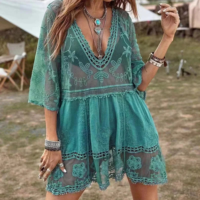 Hermoso vestido de playa para estas vacaciones 2024