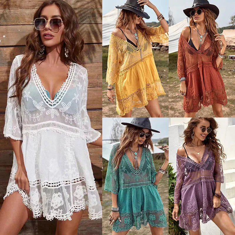 Hermoso vestido de playa para estas vacaciones 2024